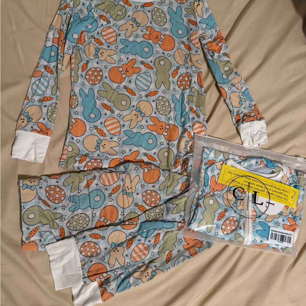 Caden Lane Sibling matching PJs - easter / bunny 5/6 and 0-3 zippy